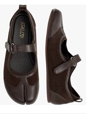 NIB Stalov Chocolate Suede Split Toe Flats - 8.5